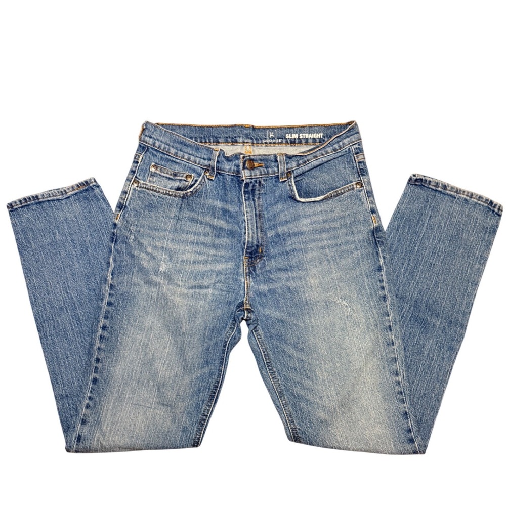 George Slim Straight Jeans 32x30 Medium Wash Cotton